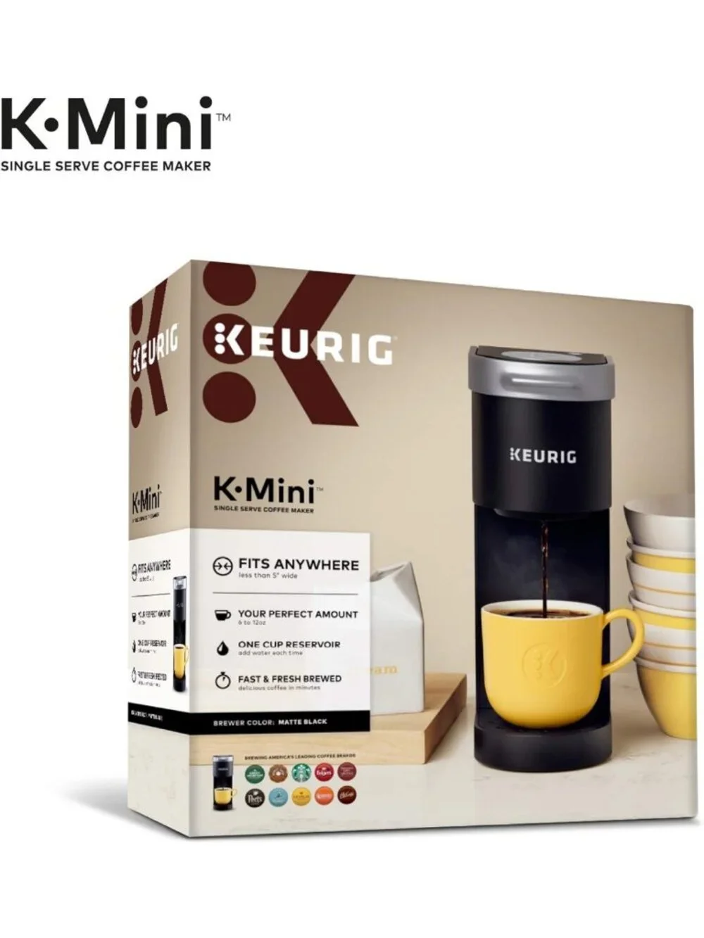 Compact Single Serve Coffee Maker, 6-12oz Brew Size, Ideal for Small Spaces